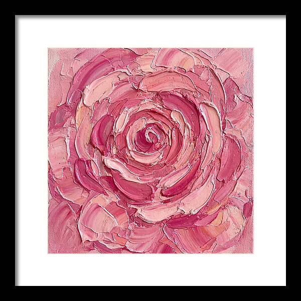 Pink Rose In Palette Knife Style