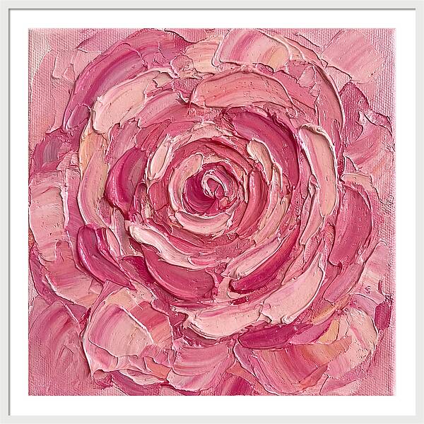 Pink Rose In Palette Knife Style