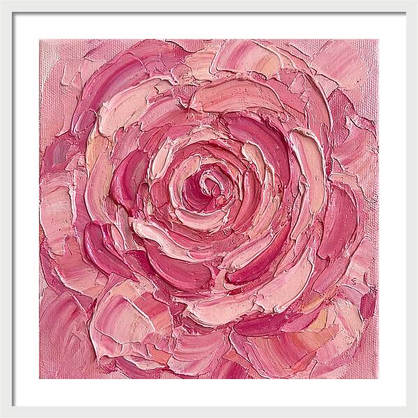 Pink Rose In Palette Knife Style