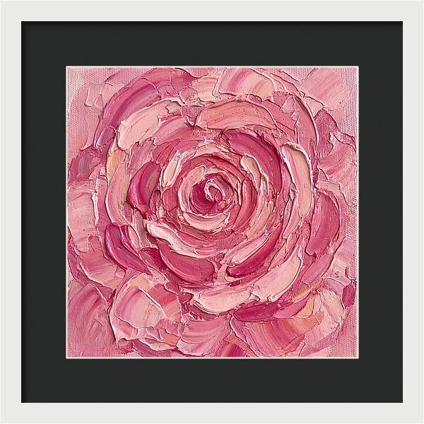 Pink Rose In Palette Knife Style