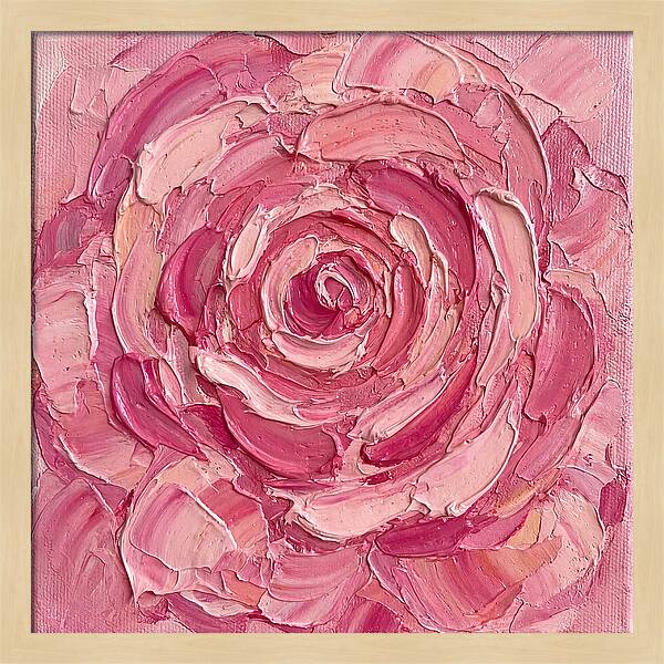 Pink Rose In Palette Knife Style