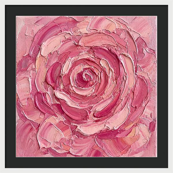 Pink Rose In Palette Knife Style