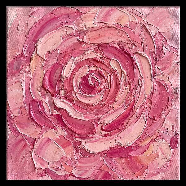 Pink Rose In Palette Knife Style