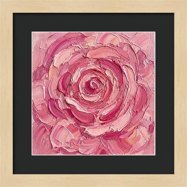 Pink Rose In Palette Knife Style