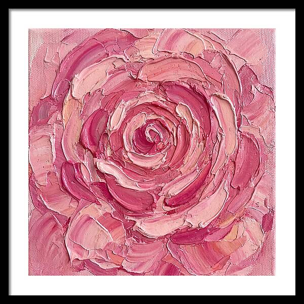 Pink Rose In Palette Knife Style