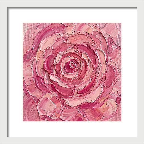 Pink Rose In Palette Knife Style