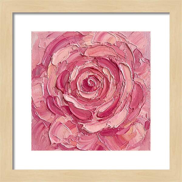 Pink Rose In Palette Knife Style