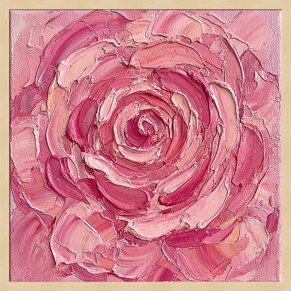 Pink Rose In Palette Knife Style