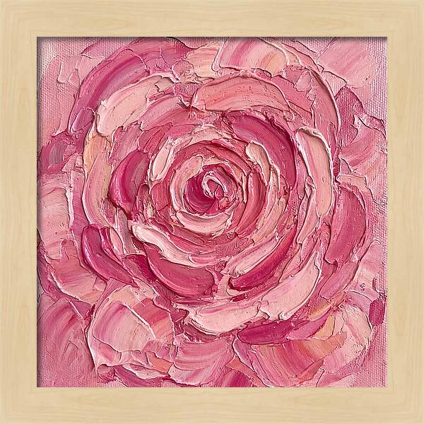 Pink Rose In Palette Knife Style