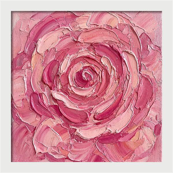 Pink Rose In Palette Knife Style