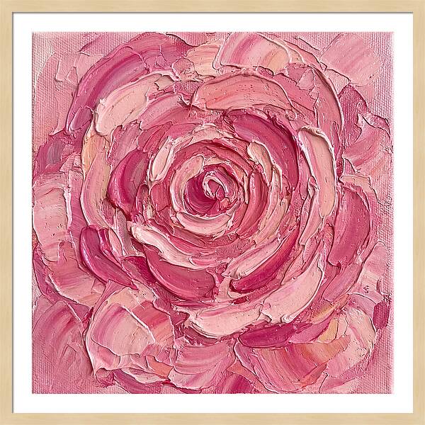 Pink Rose In Palette Knife Style
