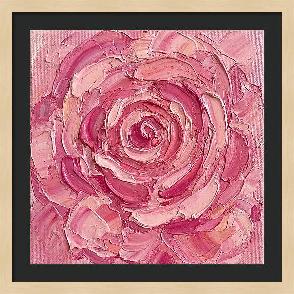 Pink Rose In Palette Knife Style