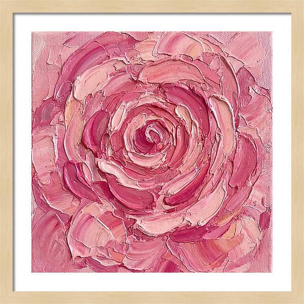 Pink Rose In Palette Knife Style