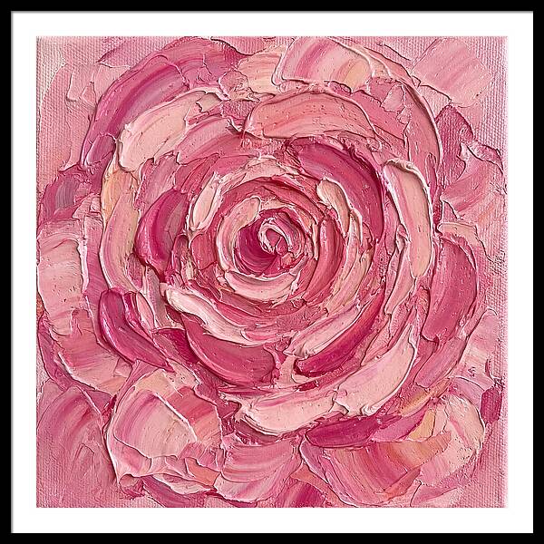Pink Rose In Palette Knife Style