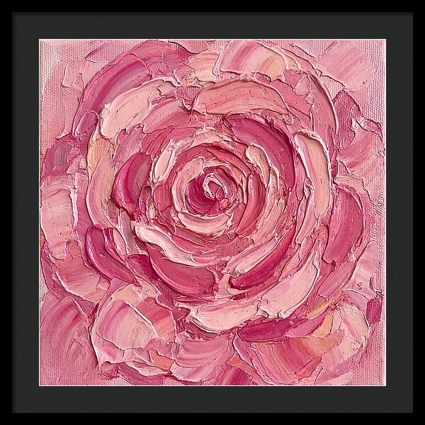 Pink Rose In Palette Knife Style