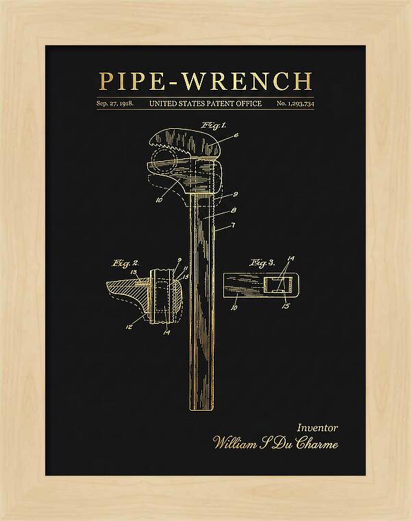 Pipe Wrench Gold Patent Us1293734a