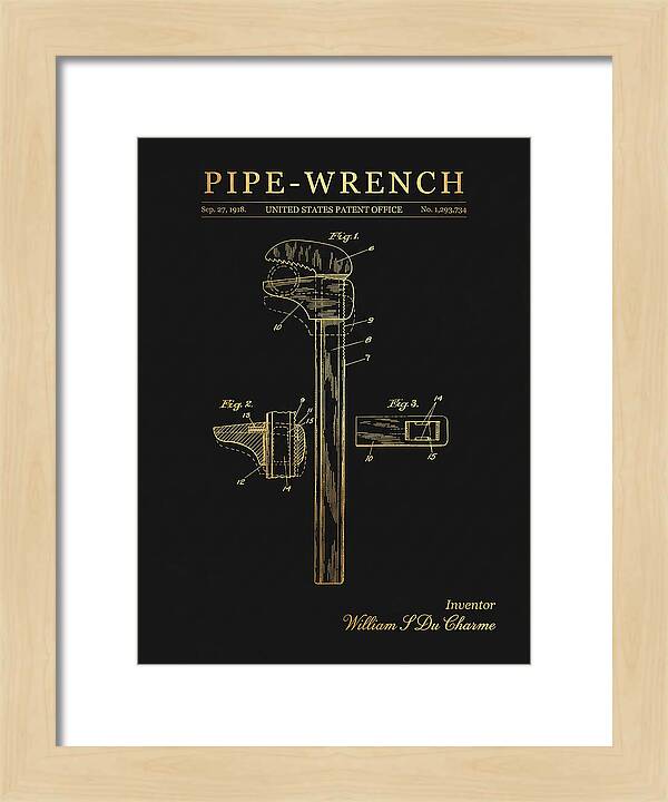 Pipe Wrench Gold Patent Us1293734a