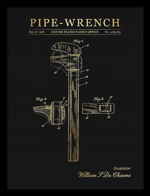 Pipe Wrench Gold Patent Us1293734a