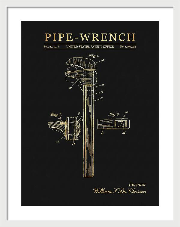 Pipe Wrench Gold Patent Us1293734a