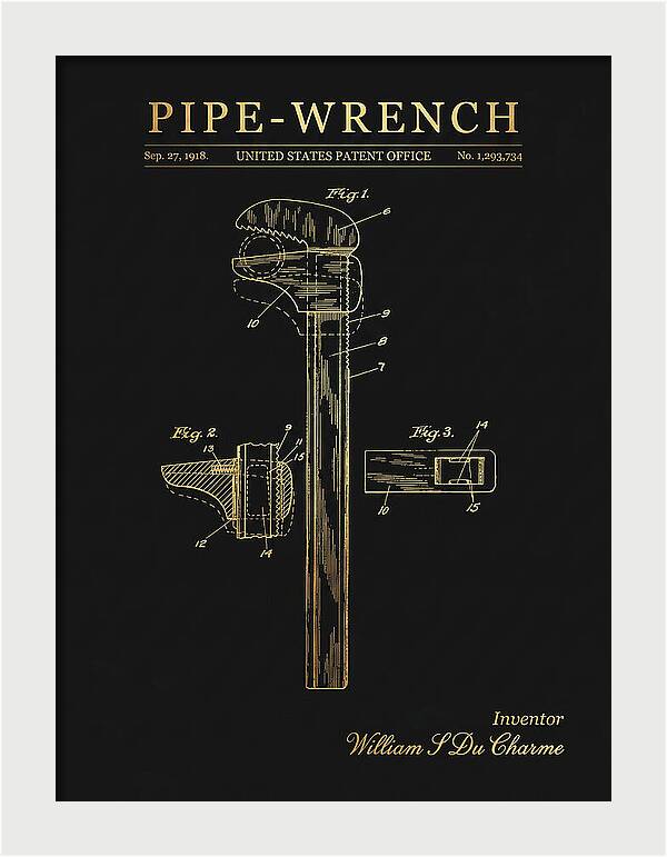 Pipe Wrench Gold Patent Us1293734a
