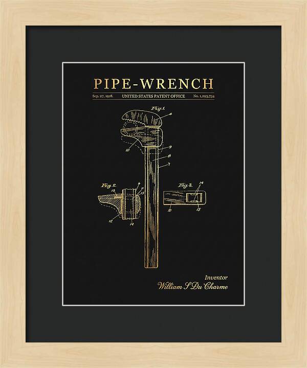 Pipe Wrench Gold Patent Us1293734a
