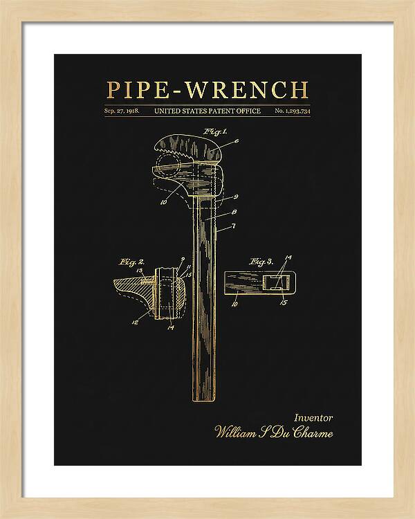 Pipe Wrench Gold Patent Us1293734a