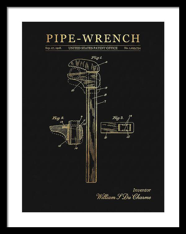 Pipe Wrench Gold Patent Us1293734a