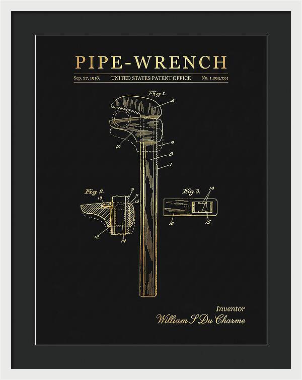 Pipe Wrench Gold Patent Us1293734a