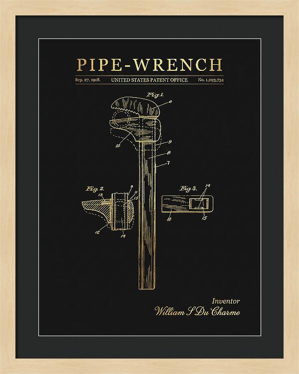 Pipe Wrench Gold Patent Us1293734a