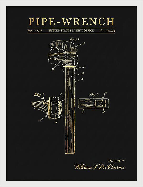Pipe Wrench Gold Patent Us1293734a