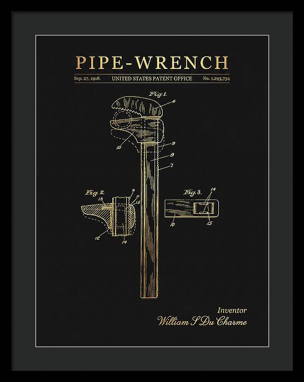 Pipe Wrench Gold Patent Us1293734a