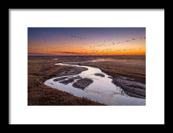 Platte River At Sunset Migration