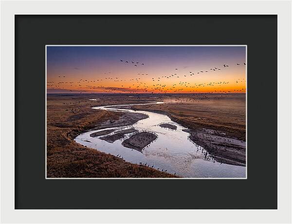 Platte River At Sunset Migration