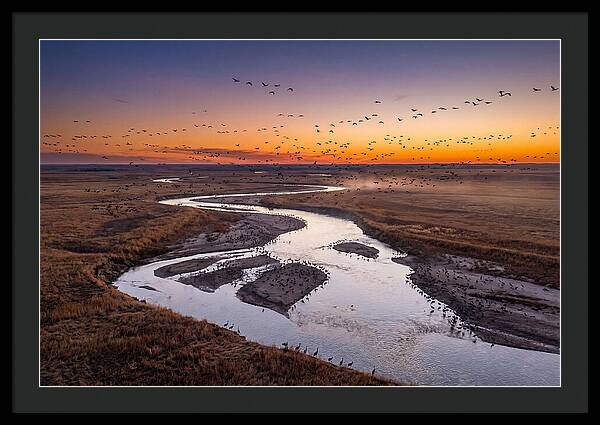 Platte River At Sunset Migration