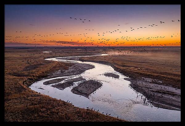 Platte River At Sunset Migration