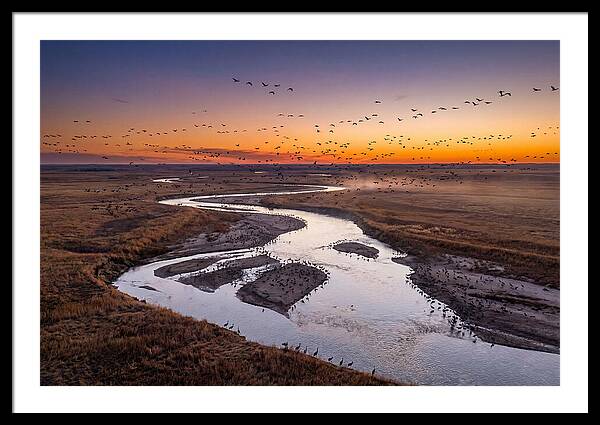 Platte River At Sunset Migration