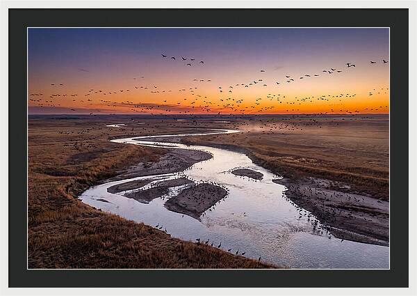 Platte River At Sunset Migration