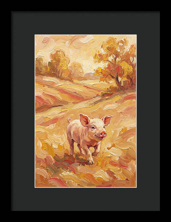 Playful Piglet In Autumn Fields