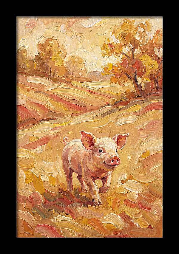 Playful Piglet In Autumn Fields