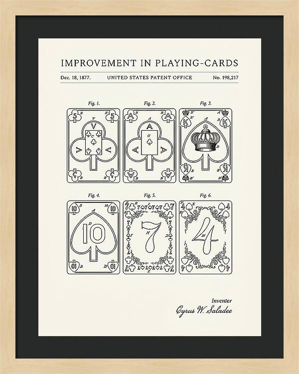 Playing Cards Minimalist Patent Us198217a