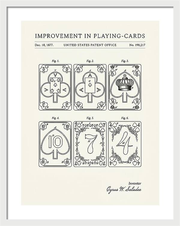 Playing Cards Minimalist Patent Us198217a