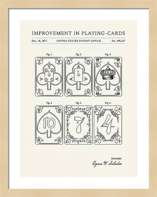 Playing Cards Minimalist Patent Us198217a