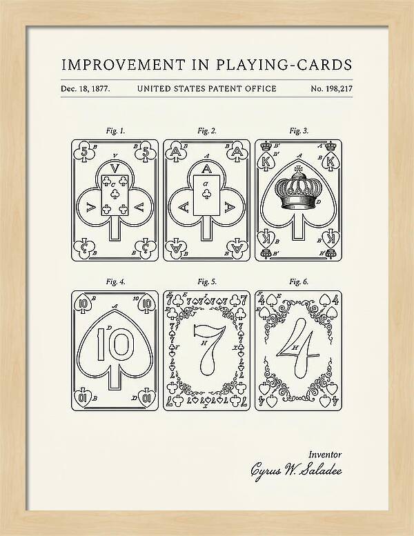Playing Cards Minimalist Patent Us198217a