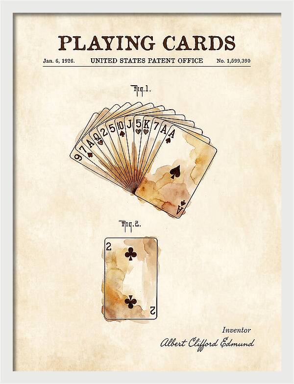 Playing Cards Watercolor Patent Us1599390a
