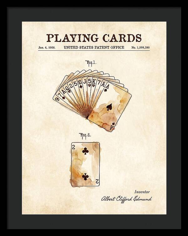 Playing Cards Watercolor Patent Us1599390a