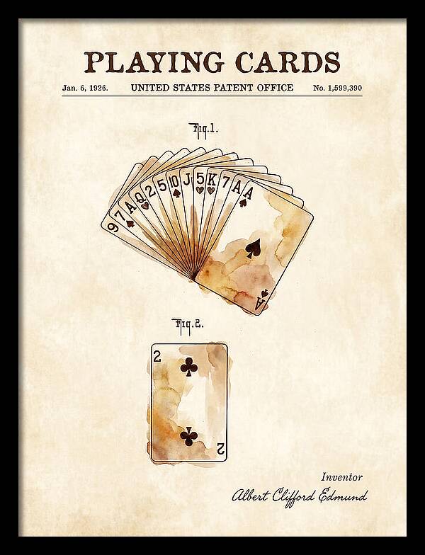 Playing Cards Watercolor Patent Us1599390a
