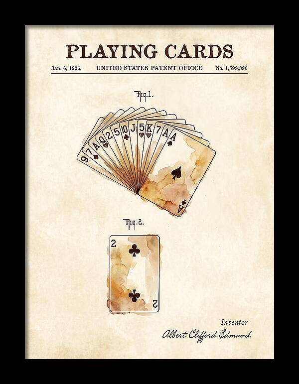 Playing Cards Watercolor Patent Us1599390a