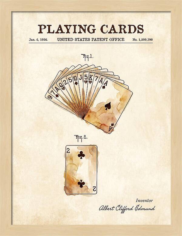 Playing Cards Watercolor Patent Us1599390a
