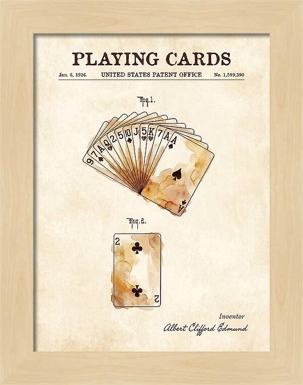 Playing Cards Watercolor Patent Us1599390a