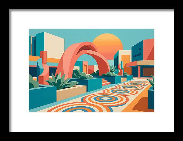 Plaza Landscape In Vibrant Colors